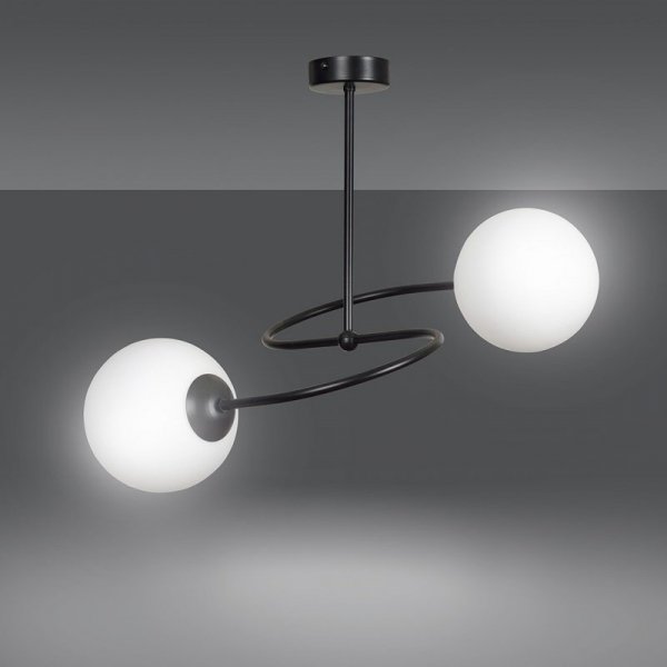 LAMPA SUFITOWA KULE SZKLANE BIAŁE MLECZNE EMIBIG SELBI 2 BLACK