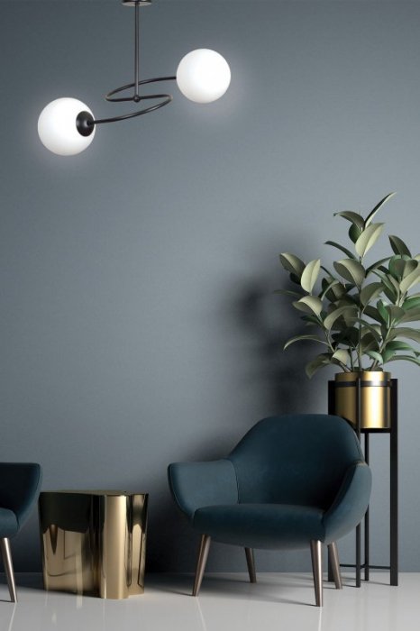 LAMPA SUFITOWA KULE SZKLANE BIAŁE MLECZNE EMIBIG SELBI 2 BLACK