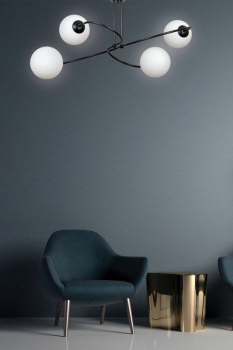 LAMPA SUFITOWA KULE SZKLANE BIAŁE MLECZNE EMIBIG SELBI 4 BLACK