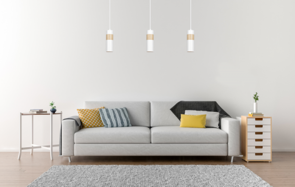 LAMPA WISZĄCA TUBA NAD STÓŁ Z DREWNEM EMIBIG AKARI 1 WHITE