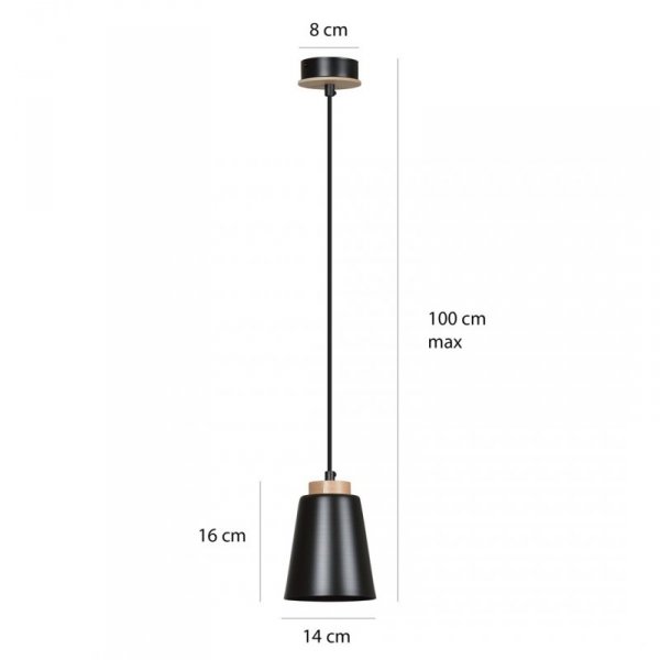 LAMPA WISZĄCA METALOWA NAD STÓŁ EMIBIG BOLERO 1 BLACK