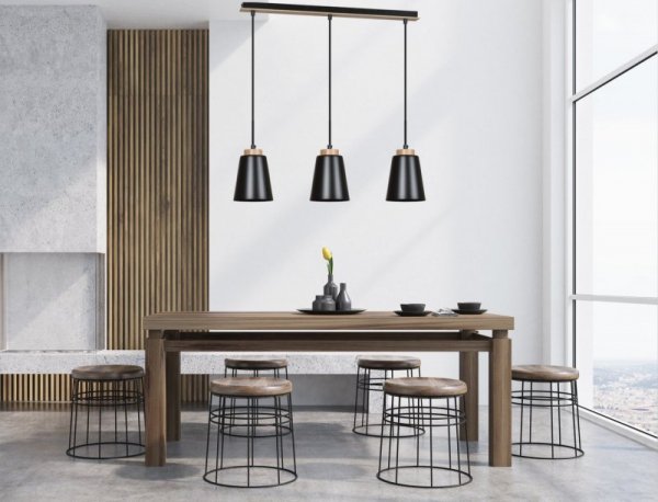 LAMPA WISZĄCA METALOWA NAD STÓŁ EMIBIG BOLERO 3 BLACK