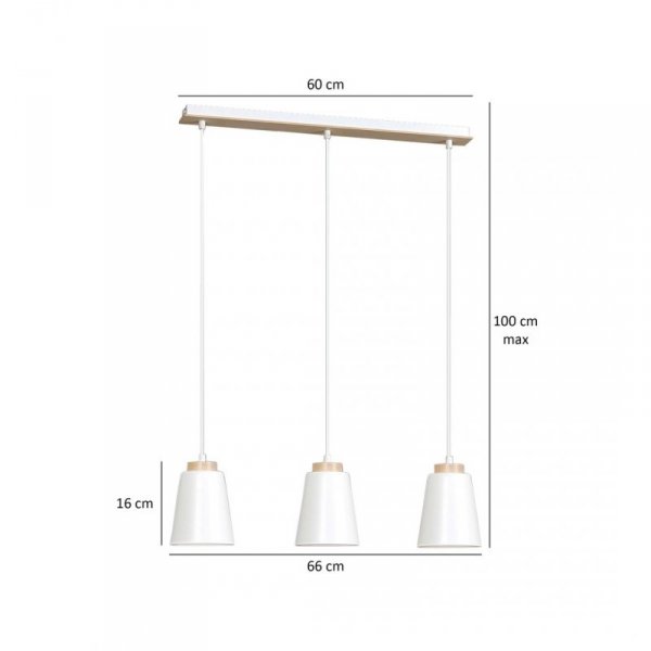 LAMPA WISZĄCA METALOWA NAD STÓŁ EMIBIG BOLERO 3 WHITE