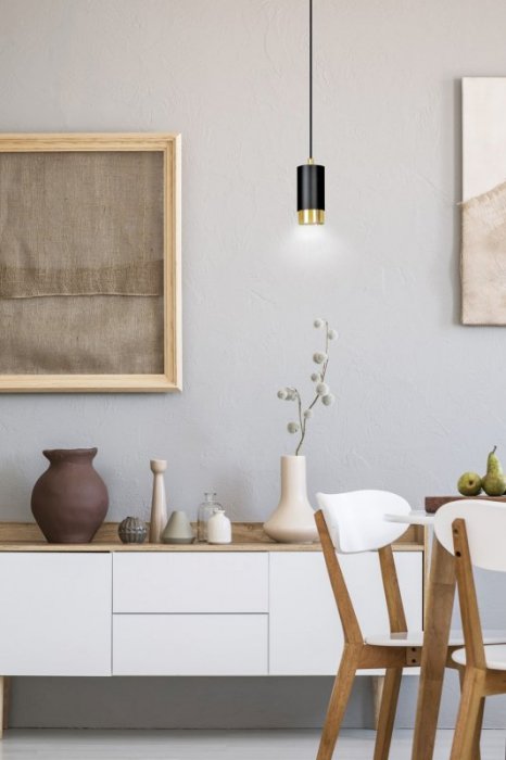 LAMPA WISZĄCA TUBA NAD STÓŁ DO KUCHNI JADALNI EMIBIG FUMIKO 1 BL/GOLD