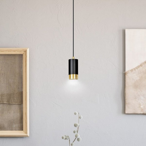LAMPA WISZĄCA TUBA NAD STÓŁ DO KUCHNI JADALNI EMIBIG FUMIKO 1 BL/GOLD