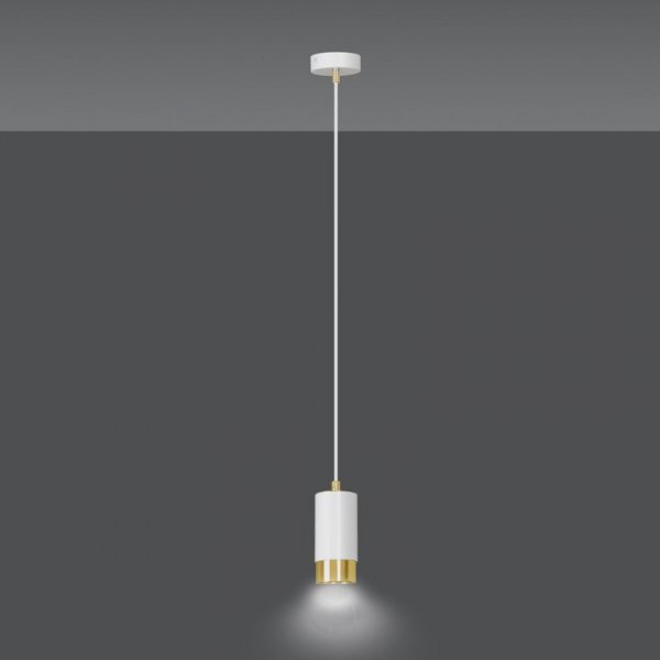 LAMPA WISZĄCA TUBA NAD STÓŁ DO KUCHNI JADALNI EMIBIG FUMIKO 1 WH/GOLD