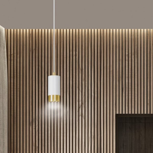 LAMPA WISZĄCA TUBA NAD STÓŁ DO KUCHNI JADALNI EMIBIG FUMIKO 1 WH/GOLD