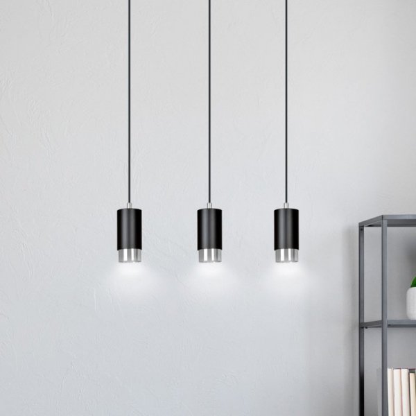 LAMPA WISZĄCA TUBA NAD STÓŁ DO KUCHNI JADALNI EMIBIG FUMIKO 3 BL/CHROME