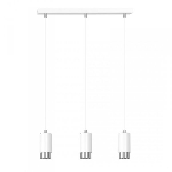 LAMPA WISZĄCA TUBA NAD STÓŁ DO KUCHNI JADALNI EMIBIG FUMIKO 3 WH/CHROME