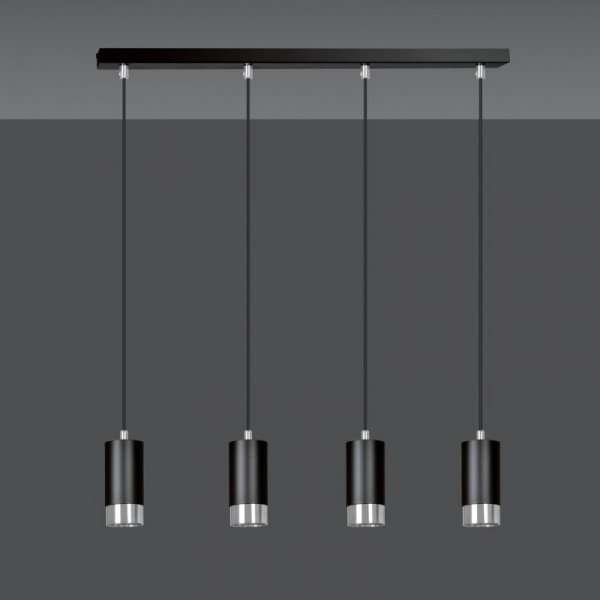 LAMPA WISZĄCA TUBA NAD STÓŁ DO KUCHNI JADALNI EMIBIG FUMIKO 4 BL/CHROME