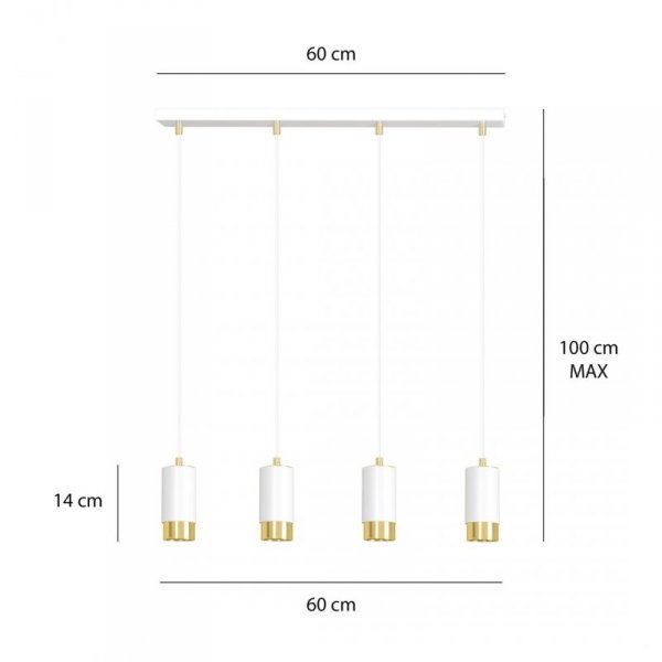 LAMPA WISZĄCA TUBA NAD STÓŁ DO KUCHNI JADALNI EMIBIG FUMIKO 4 WH/GOLD