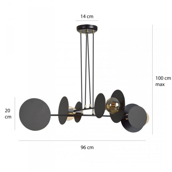 LAMPA WISZĄCA NOWOCZESNA DO SALONU POKOJU EMIBIG IDEA 4 BLACK