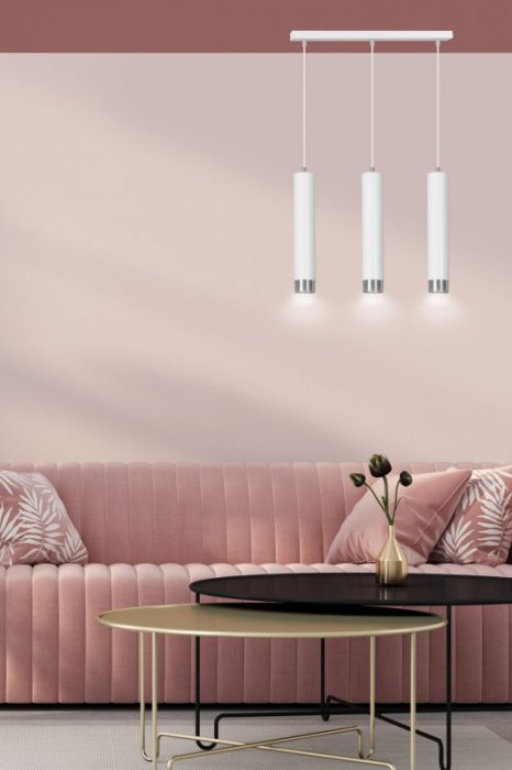 LAMPA WISZĄCA NAD STÓŁ DO KUCHNI JADALNI TUBA EMIBIG KIBO 3 WH/CHROME