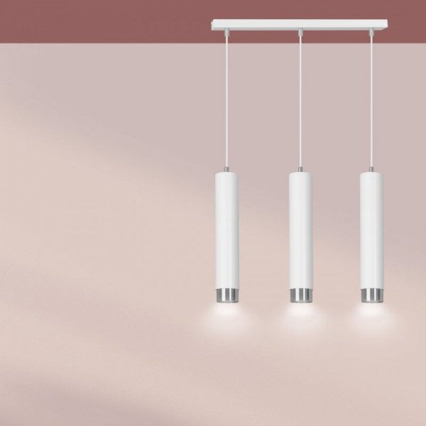LAMPA WISZĄCA NAD STÓŁ DO KUCHNI JADALNI TUBA EMIBIG KIBO 3 WH/CHROME