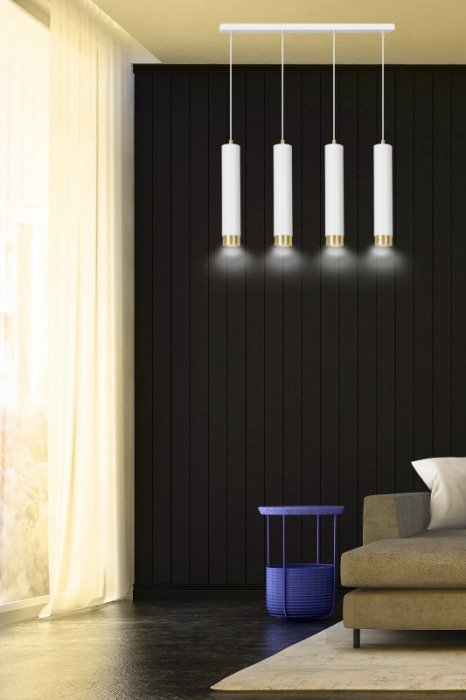 LAMPA WISZĄCA NAD STÓŁ DO KUCHNI JADALNI TUBA EMIBIG KIBO 4 WH/GOLD