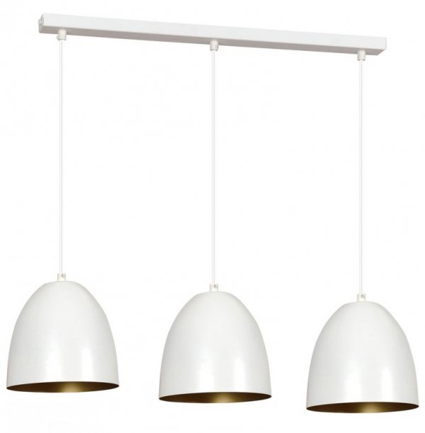 LAMPA WISZĄCA METALOWA KOPUŁA NAD STÓŁ WYSPĘ EMIBIG LENOX 3 WHITE / GOLD