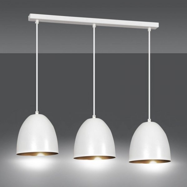 LAMPA WISZĄCA METALOWA KOPUŁA NAD STÓŁ WYSPĘ EMIBIG LENOX 3 WHITE / GOLD
