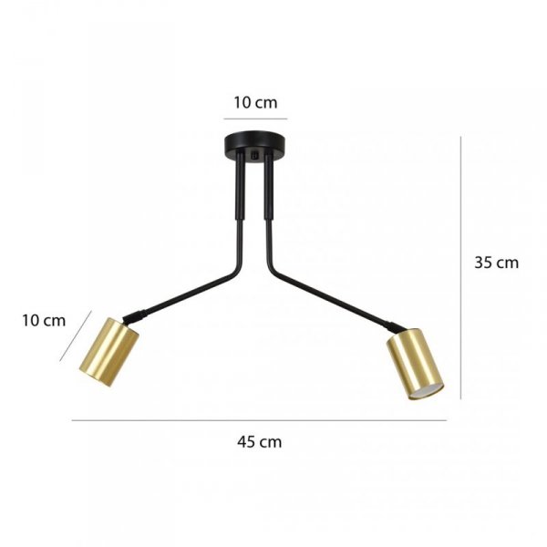 LAMPA WISZĄCA SUFITOWA NOWOCZESNA ZŁOTY REFLEKTOR EMIBIG VERNO 2 BLACK