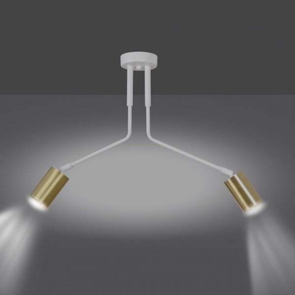 LAMPA WISZĄCA SUFITOWA NOWOCZESNA ZŁOTY REFLEKTOR EMIBIG VERNO 2 WHITE
