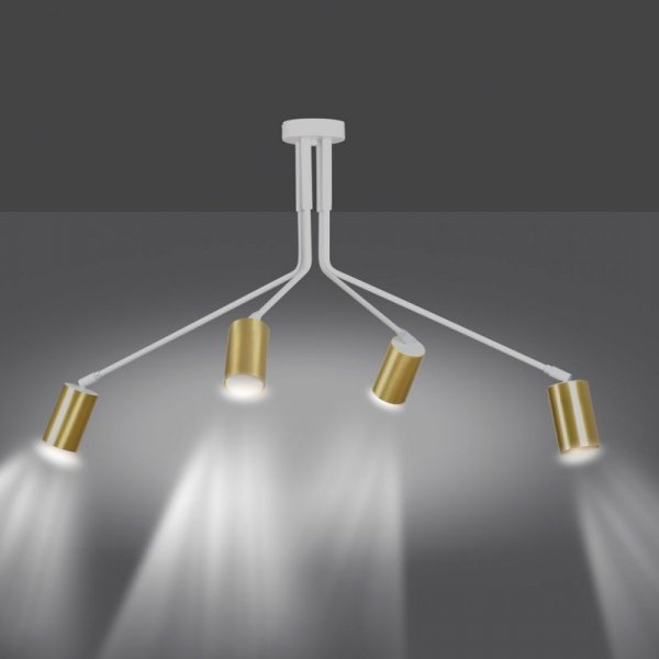 LAMPA WISZĄCA SUFITOWA NOWOCZESNA ZŁOTY REFLEKTOR EMIBIG VERNO 4 WHITE