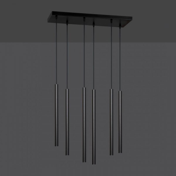 LAMPA WISZĄCA TUBA NAD STÓŁ BAR WYSPĘ DO KUCHNI JADALNI EMIBIG SELTER 6 BLACK