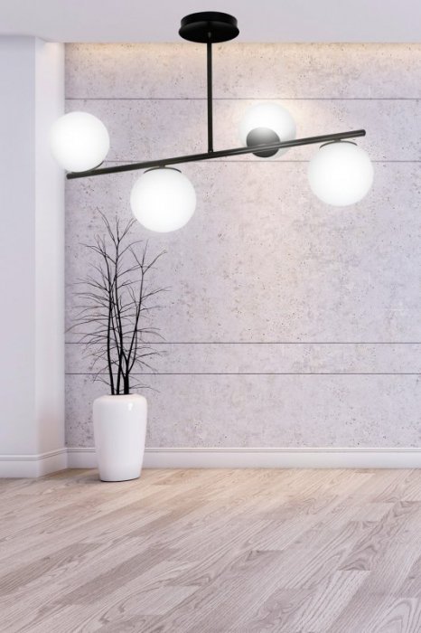 LAMPA WISZĄCA SUFITOWA BIAŁE KULE EMIBIG BIOR 4 BLACK