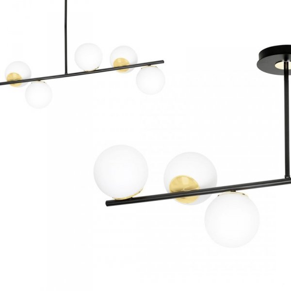 LAMPA WISZĄCA KULE BIAŁE DO POKOJU SYPIALNI EMIBIG FLOKI 6 BLACK GOLD