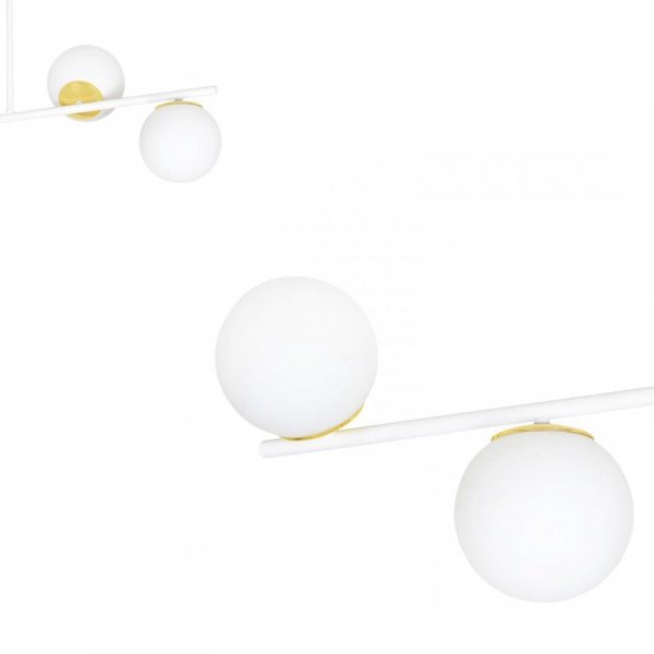 LAMPA WISZĄCA KULE BIAŁE DO POKOJU SYPIALNI EMIBIG FLOKI 4 WHITE-GOLD