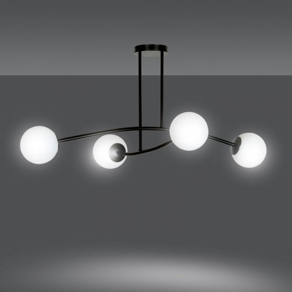 LAMPA WISZĄCA KULE BIAŁE DO SALONU POKOJU EMIBIG HALLDOR 4 BLACK