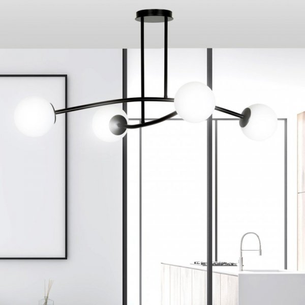 LAMPA WISZĄCA KULE BIAŁE DO SALONU POKOJU EMIBIG HALLDOR 4 BLACK