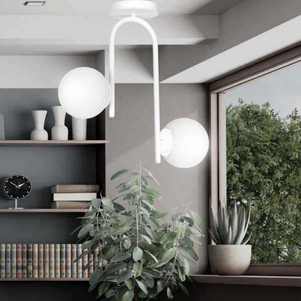 LAMPA SUFITOWA KULE BIAŁE DO POKOJU SYPIALNI SALONU EMIBIG KALF 2 WHITE