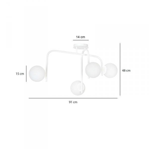 LAMPA SUFITOWA KULE BIAŁE DO POKOJU SYPIALNI SALONU EMIBIG KALF 4B WHITE
