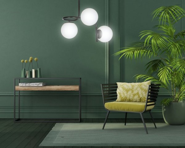LAMPA SUFITOWA KULE BIAŁE DO POKOJU SYPIALNI SALONU EMIBIG KALF 3 BLACK