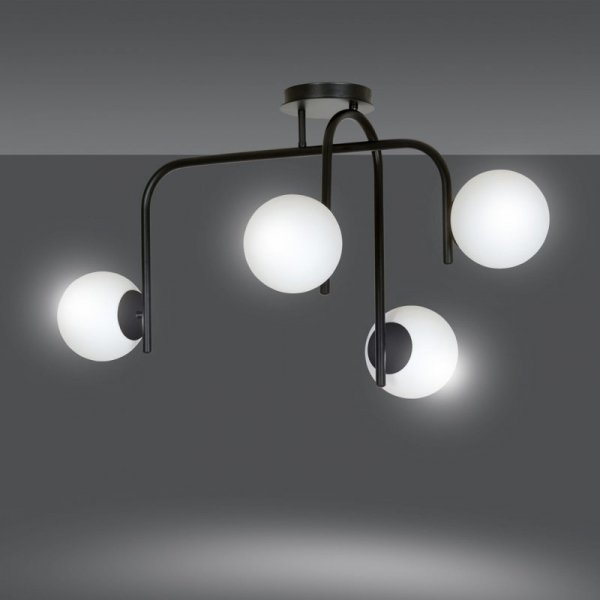 LAMPA SUFITOWA KULE BIAŁE DO POKOJU SYPIALNI SALONU EMIBIG KALF 4B BLACK