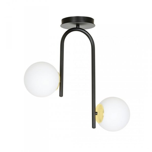 LAMPA SUFITOWA NOWOCZESNA KULE BIAŁE EMIBIG RAGNAR 2 BLACK GOLD