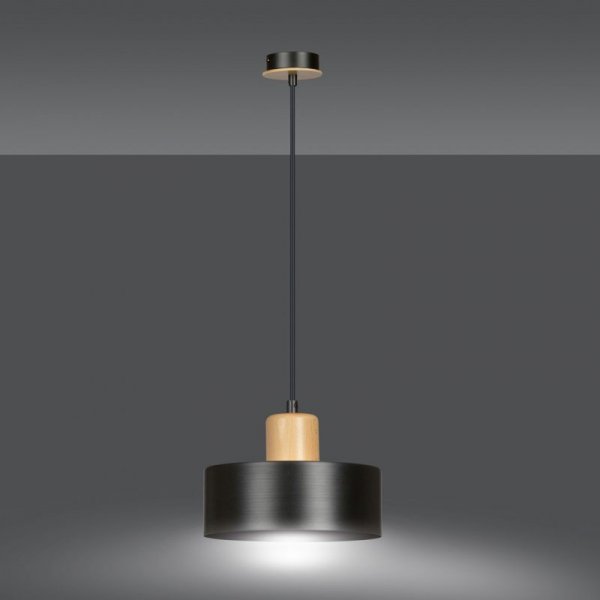 LAMPA WISZĄCA NAD STÓŁ Z DREWNEM EMIBIG TORIN 1 BLACK