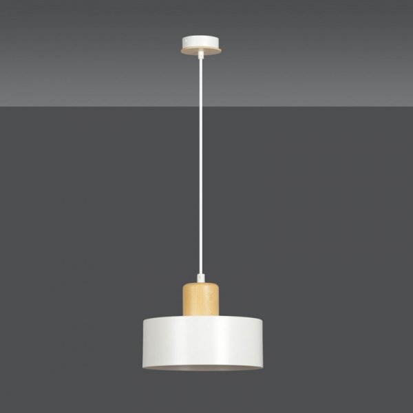 LAMPA WISZĄCA NAD STÓŁ Z DREWNEM EMIBIG TORIN 1 WHITE