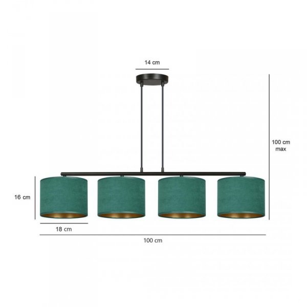 LAMPA CZARNA Z ABAŻUREM BUTELKOWA ZIELEŃ EMIBIG HILDE 4 BL GREEN