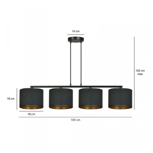LAMPA CZARNA Z CZARNYM ABAŻUREM EMIBIG HILDE 4 BL BLACK
