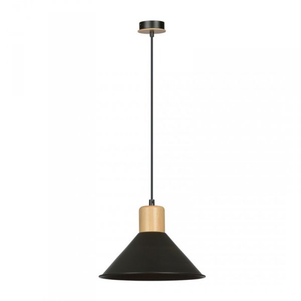 LAMPA WISZĄCA CZARNA METALOWA NAD STÓŁ Z DREWNEM EMIBIG ROWEN 1 BLACK