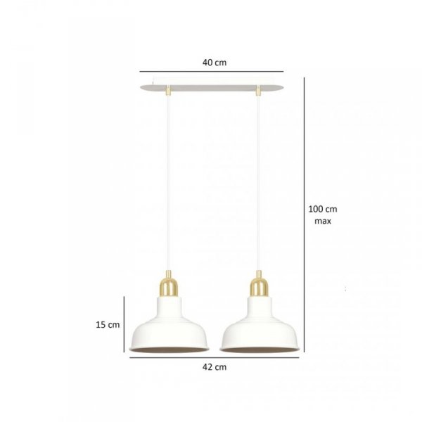 LAMPA WISZĄCA BIAŁO ZŁOTA METALOWA NAD STÓŁ EMIBIG IBOR 2 WHITE