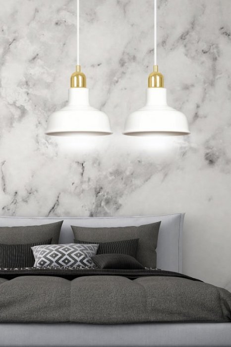 LAMPA WISZĄCA BIAŁO ZŁOTA METALOWA NAD STÓŁ EMIBIG IBOR 2 WHITE