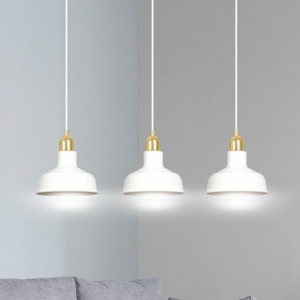 LAMPA WISZĄCA BIAŁO ZŁOTA METALOWA NAD STÓŁ EMIBIG IBOR 3 WHITE