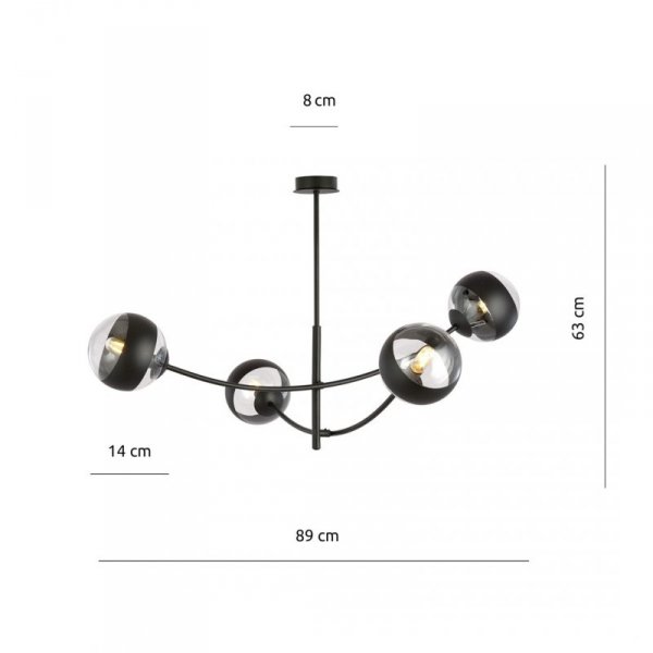 LAMPA WISZĄCA NOWOCZESNA KULE SZKLANE EMIBIG HUNTER 4  BLACK/STRIPE