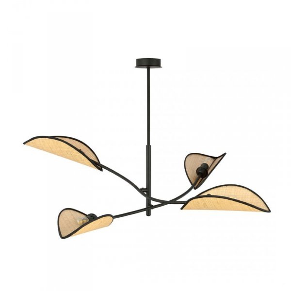 LAMPA WISZĄCA DEKORACYJNA DO SALONU SYPIALNI EMIBIG LOTUS 4 BLACK/RATTAN
