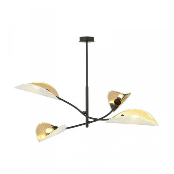 LAMPA WISZĄCA DEKORACYJNA DO SALONU SYPIALNI EMIBIG LOTUS 4 WHITE/GOLD