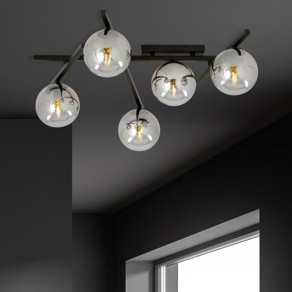 LAMPA SUFITOWA PLAFON KULE NOWOCZESNA EMIBIG SMART 5 BLACK/GRAFIT