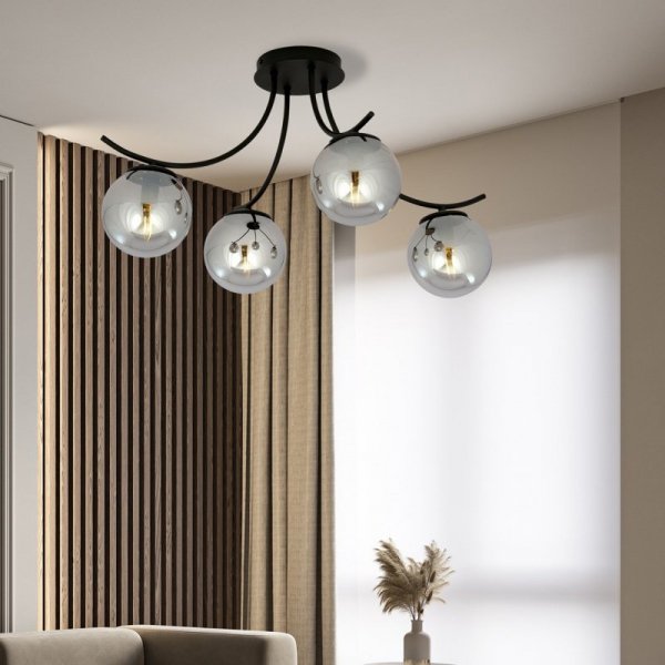 LAMPA SUFITOWA KULE SZKLANE DO POKOJU SALONU EMIBIG BOSTON 4 BLACK/GRAFIT
