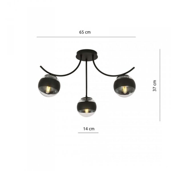 LAMPA SUFITOWA KULE SZKLANE DO POKOJU SALONU EMIBIG BOSTON 3 BLACK/STRIPE