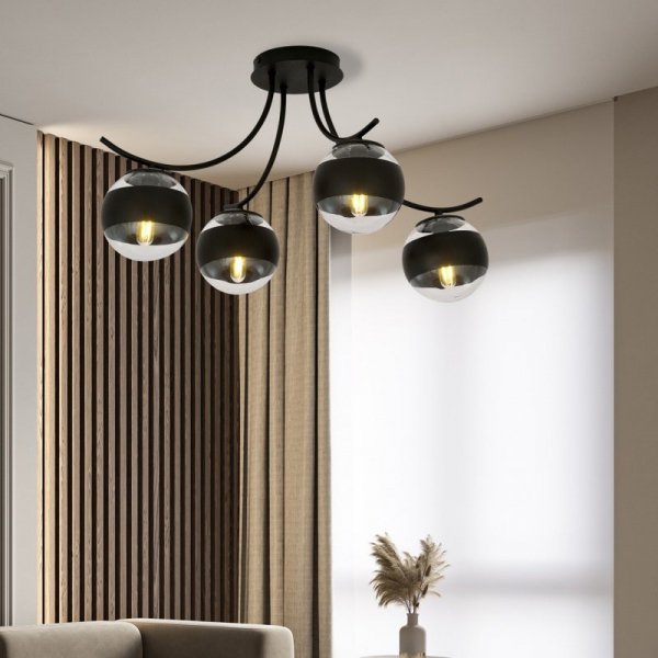 LAMPA SUFITOWA KULE SZKLANE DO POKOJU SALONU EMIBIG BOSTON 4 BLACK/STRIPE